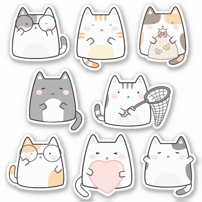 Pegatinas Kawaii Cute Kitty Cat Vinyl (Anverso)