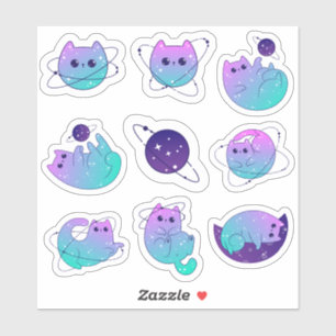 Pegatinas Kawaii Space Planet Kitty Vinyl