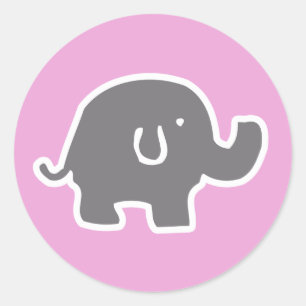 Pegatinas lindos de Baby Shower del elefante gris