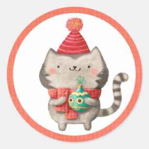 Pegatinas lindos del gato del navidad