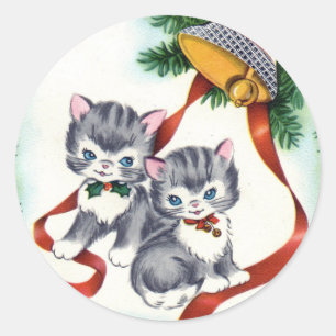 Pegatinas lindos del navidad de los gatitos del