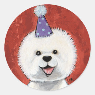 Pegatinas lindos del perro del fiesta de Bichon