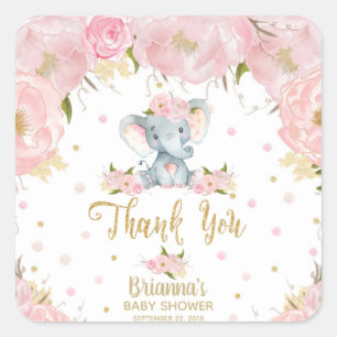 Pegatinas lindos florales rosados de Baby Shower
