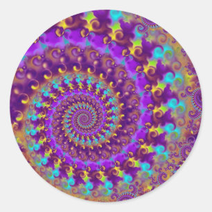 Pegatinas - Loco Fractal Morado terquesa amarillo