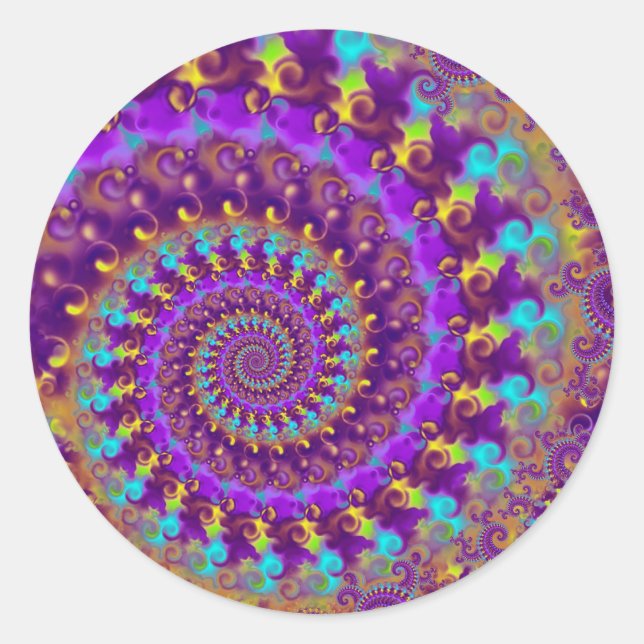 Pegatinas - Loco Fractal Morado terquesa amarillo (Anverso)