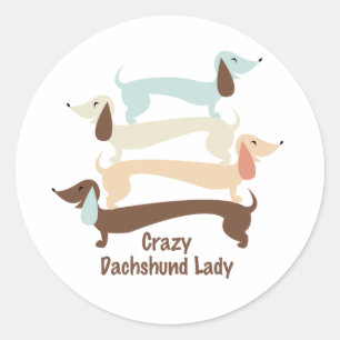 Pegatinas Locos de Dachshund Lady