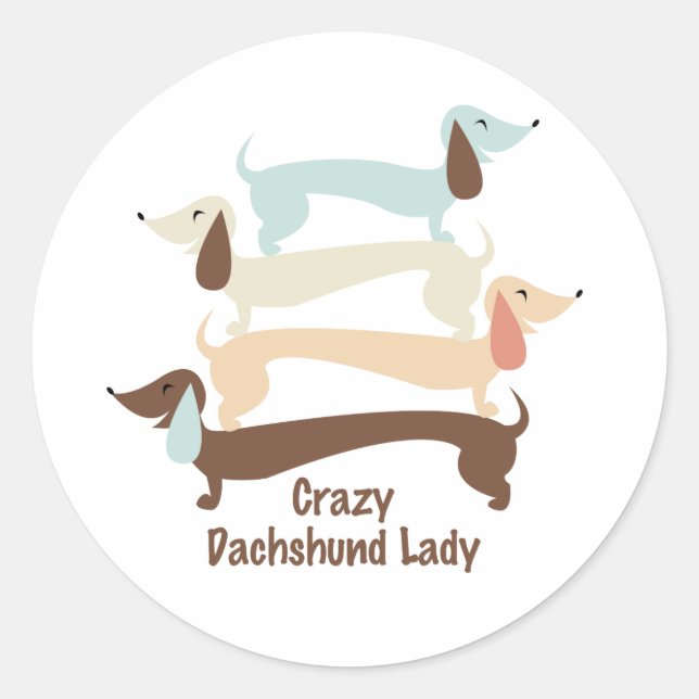 Pegatinas Locos de Dachshund Lady (Anverso)