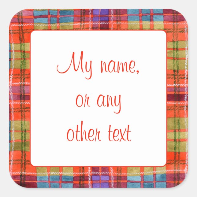 PEGATINAS MAC RAE TARTAN CUADRADAS 3" MATE (Anverso)