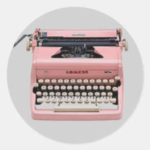 Pegatinas - Máquina de escribir rosa de época
