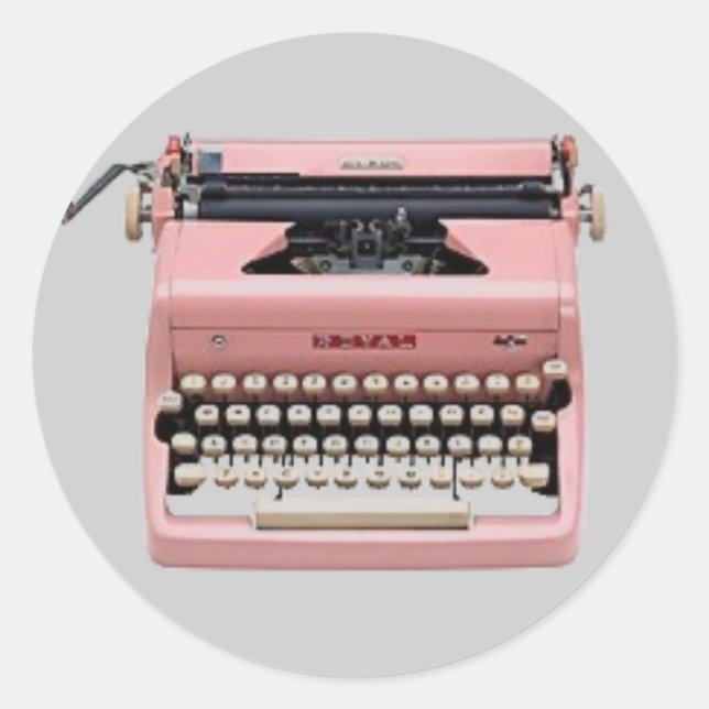 Pegatinas - Máquina de escribir rosa de época (Anverso)