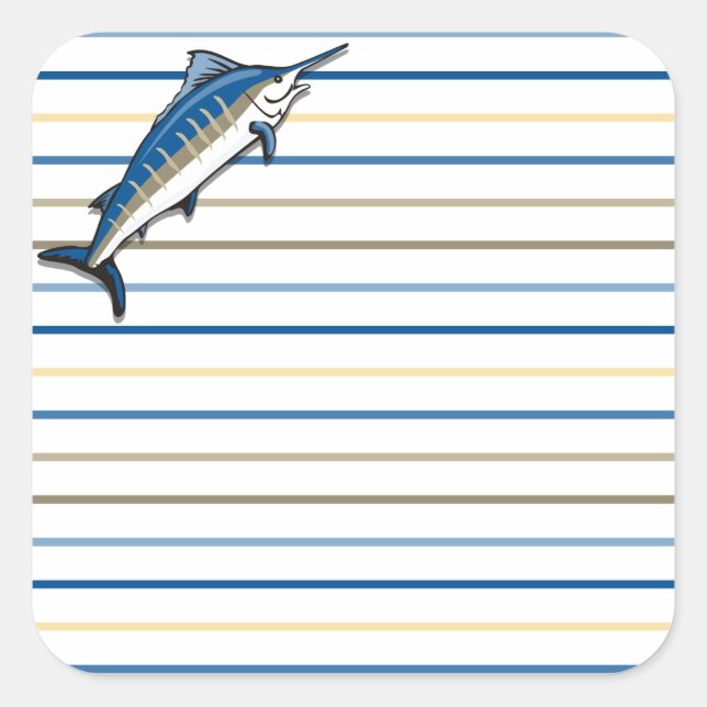 Pegatinas - Marlin azul en franjas (Anverso)