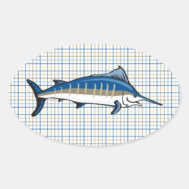 Pegatinas - Marlin azul en plaid (Anverso)