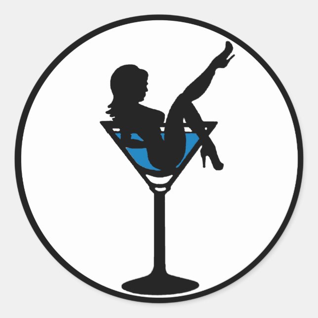 Pegatinas Martini de vidrio chica de silueta azul  (Anverso)