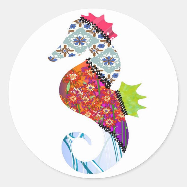 Pegatinas Mascotas de Seahorse Patchwork (Anverso)