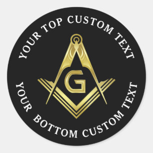 Pegatinas masónicos redondos   Black Gold Square C
