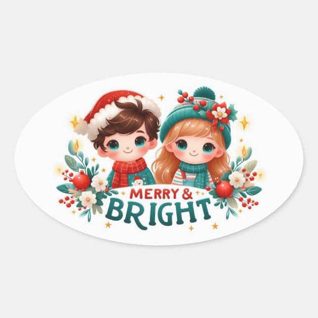 Pegatinas merry y brillantes (Anverso)