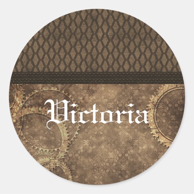 Pegatinas metalizado de Steampunk, marrón (Anverso)