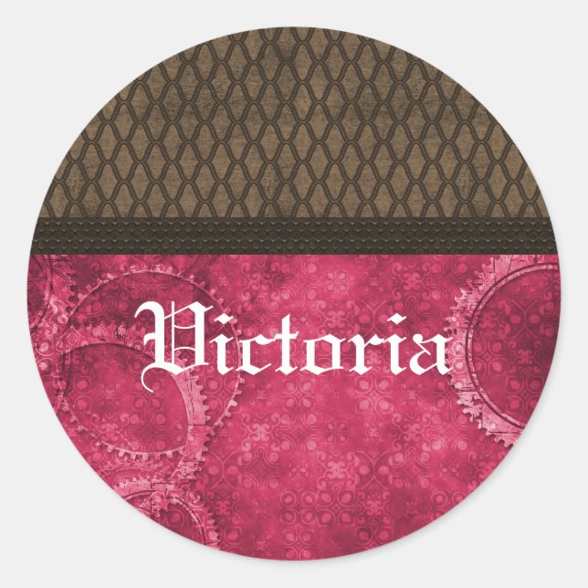 Pegatinas metalizado de Steampunk, rosa (Anverso)
