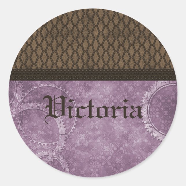 Pegatinas metalizado Gear Steampunk, púrpura (Anverso)