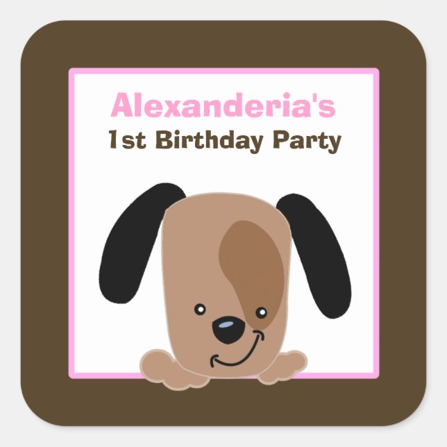 Pegatinas Mod Puppy Square Favor (6 Grande) (Anverso)