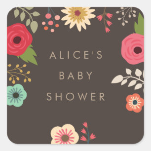 PEGATINAS MODERNOS DE BABY SHOWER FLORAL