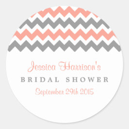 Pegatinas modernos de ducha de novias rosa y gris