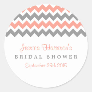 Pegatinas modernos de ducha de novias rosa y gris