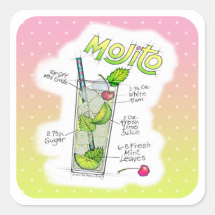 PEGATINAS - MOJITO RECIPE COCKTAIL ART