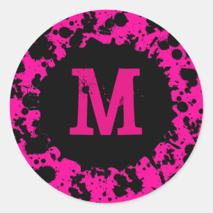 Pegatinas monográficos con manchas de pintura rosa