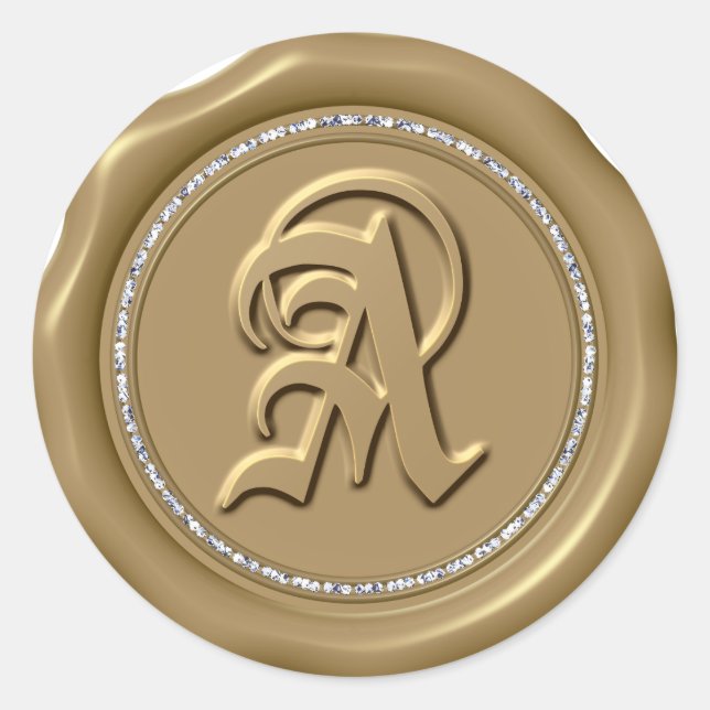 *~* Pegatinas Monograma de sellado de lana de círc (Anverso)