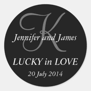 Pegatinas Monograma K para Bodas Negro