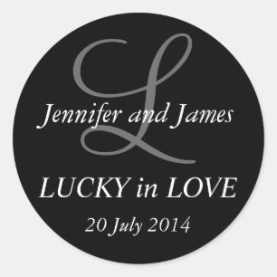Pegatinas Monograma L para Bodas Negro