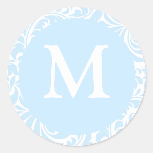 Pegatinas Monograma M Sky Blue Y White Wedding (Anverso)