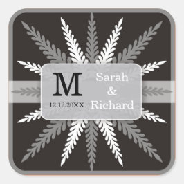 Pegatinas Monogramadas De Boda-Plata En Negro