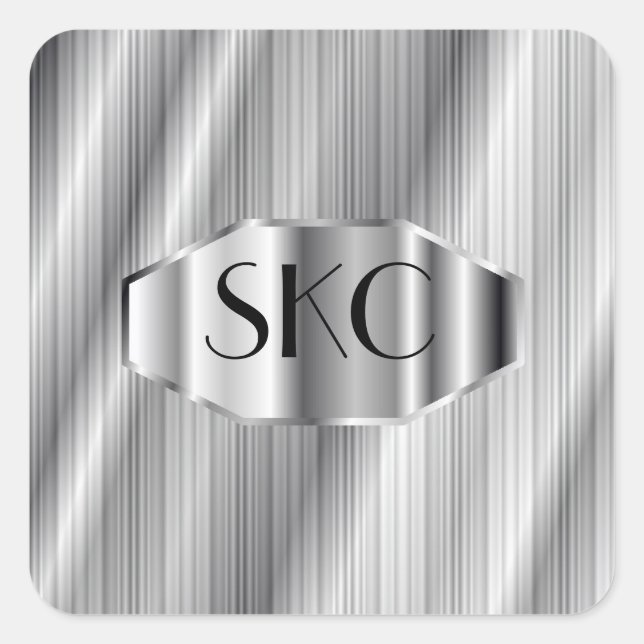 Pegatinas Monogramados Art Deco Silver (Anverso)