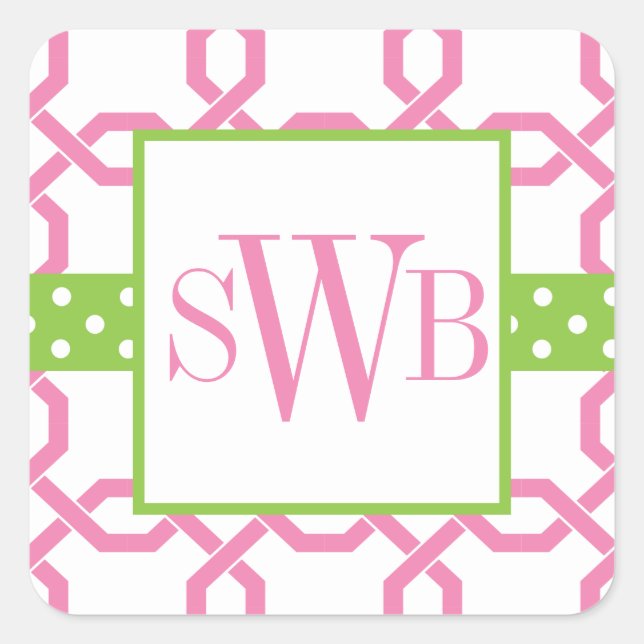 Pegatinas Monogramados de Lattice & Grosgrain (Anverso)