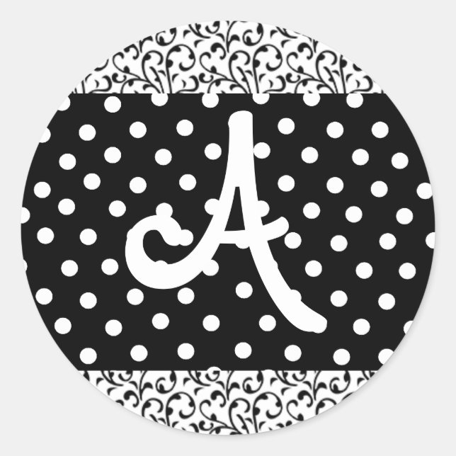 Pegatinas monogramados puntos negros y blancos y d (Anverso)
