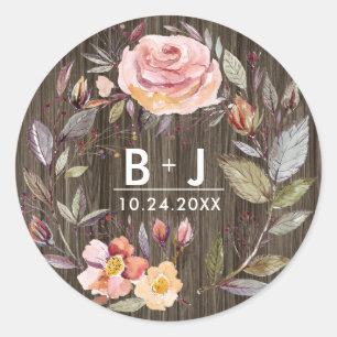 Pegatinas Monogramas Bodas de las flores otoñales 