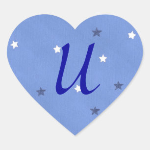 Pegatinas Monogramas de Estrellas Azules y Blancas