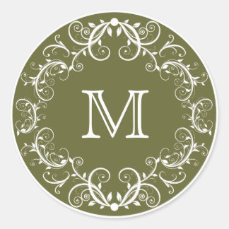 Pegatinas Monogramas Personalizados Verde Floral