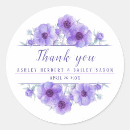 Pegatinas morados de la acuarela de la anémona