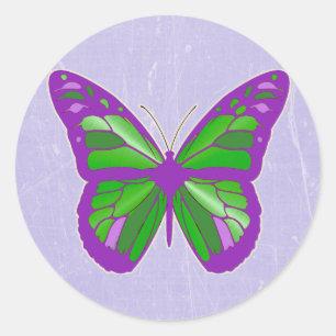 Pegatinas morados, de lavanda y de mariposa verde 
