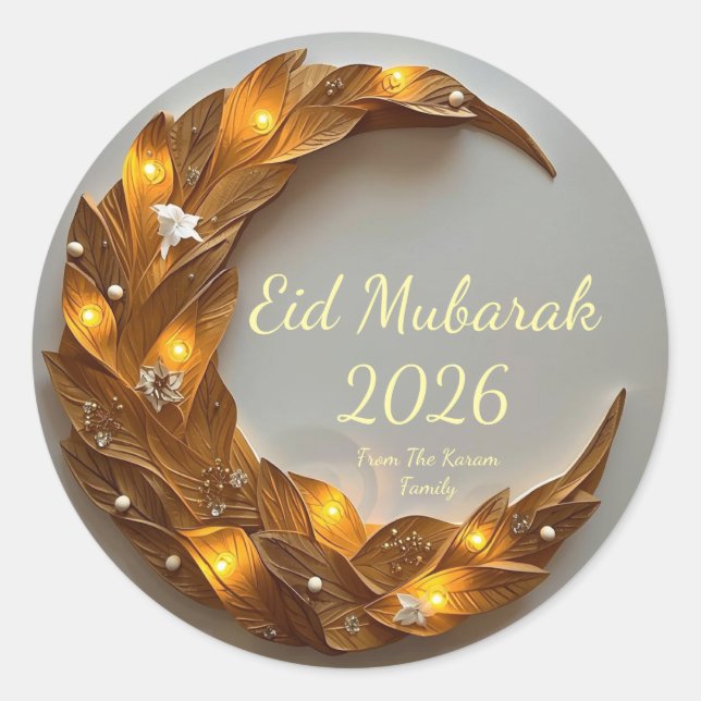Pegatinas musulmanas personalizadas de Eid Mubarak (Anverso)
