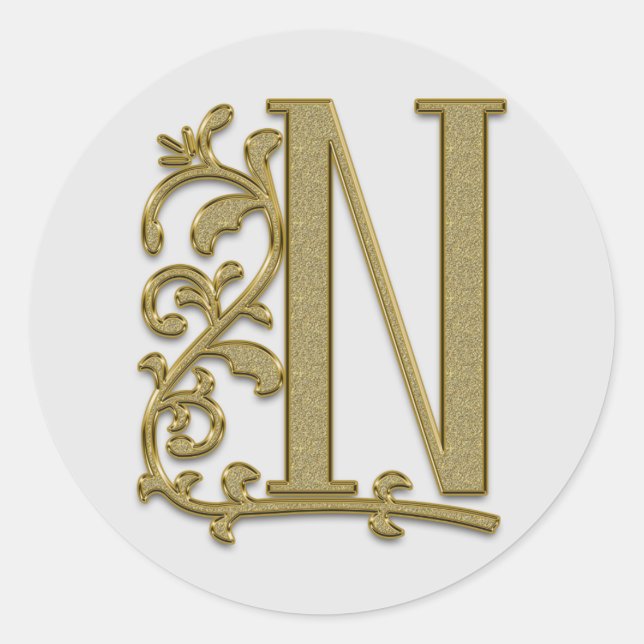 pegatinas N iniciales de monograma (Anverso)
