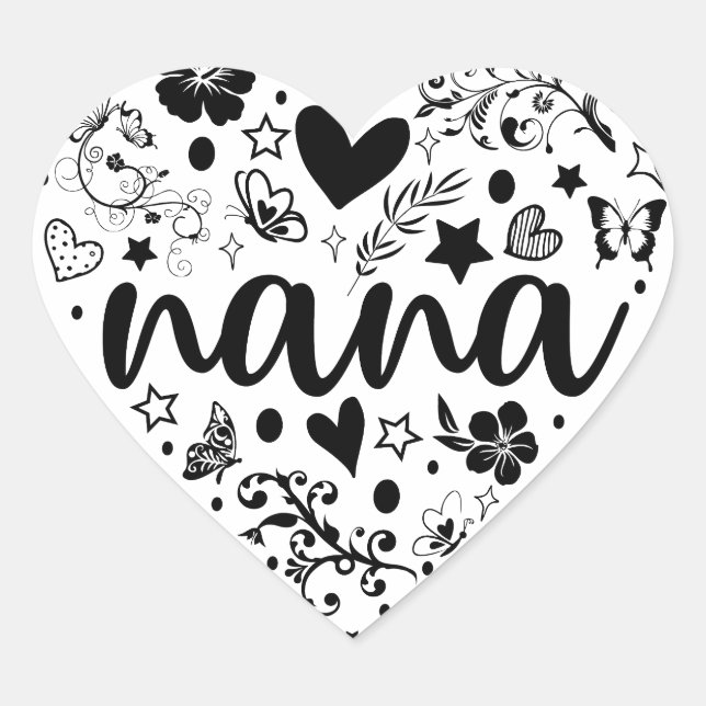 Pegatinas Nana, Nana Heart, Pegatina Nana, abuela (Anverso)