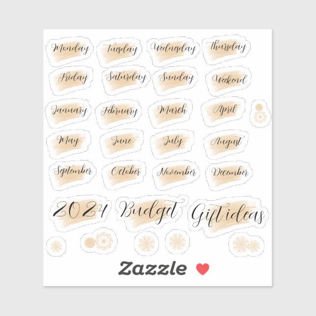 Pegatinas naranjas de jornadas y meses de planific (Hoja)