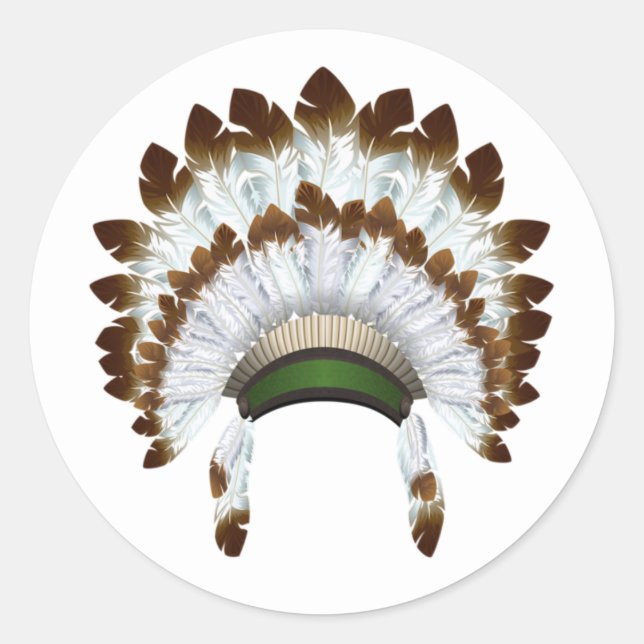 Pegatinas nativos estadounidenses de Headdress (Anverso)