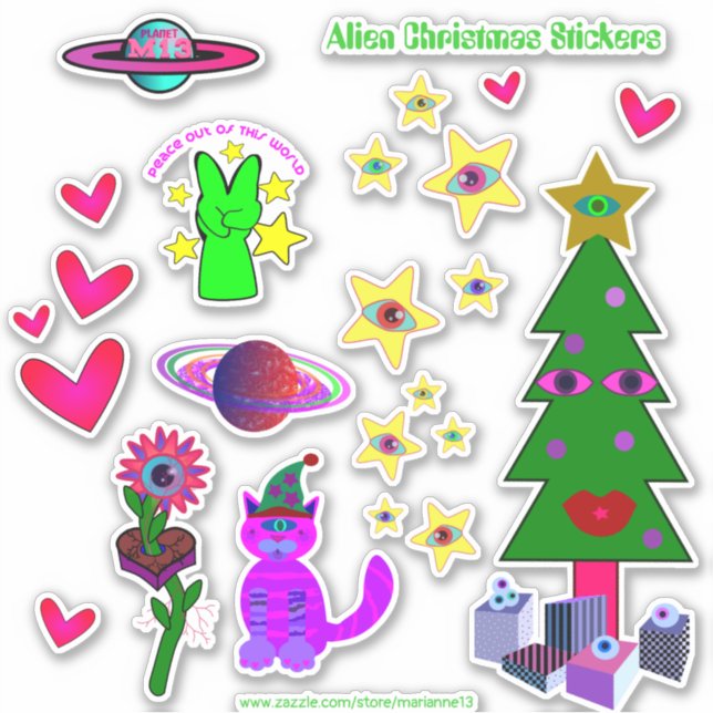 Pegatinas navideñas Alien (Anverso)