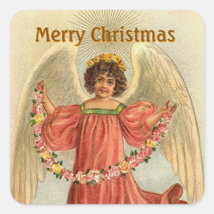 Pegatinas Navideñas con Ángel Vintage