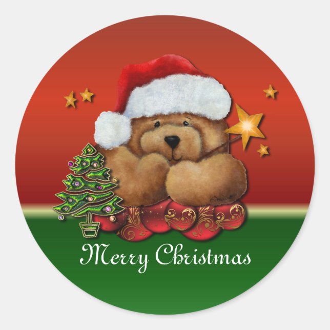 Pegatinas navideñas Cute Santa Bear (Anverso)